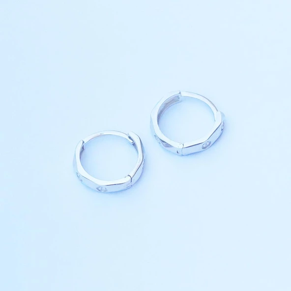 Crtr Modeli Gümüş Halka Küpe - Resim 2