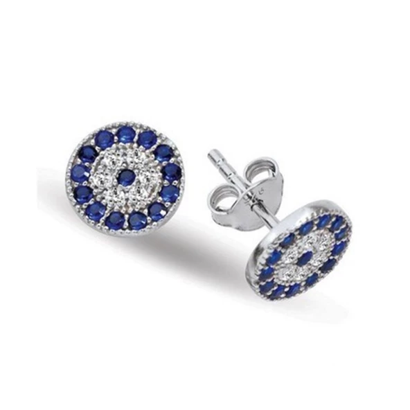 Nazar Boncuklu Gümüş Nokta Küpe - Resim 2