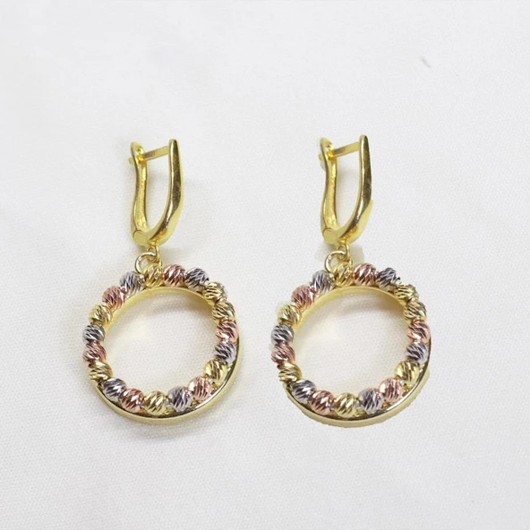 Gold Kaplama Dorika Gümüş Küpe - Resim 3