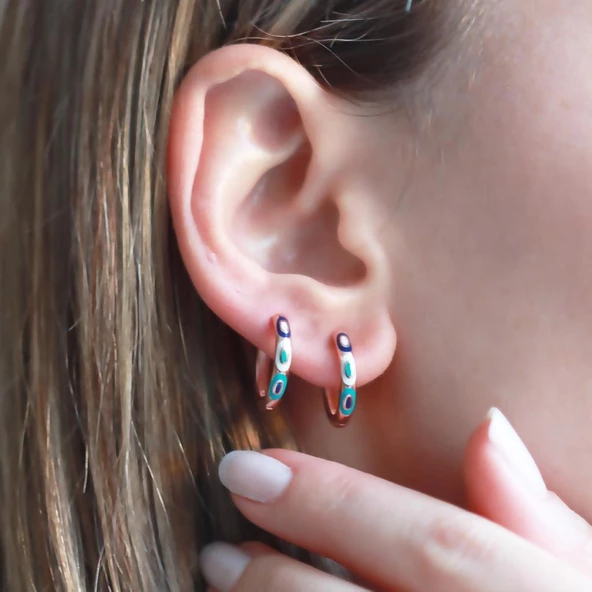 Fortuna Modeli Rose Gold Kaplama Halka Gümüş Küpe ürün görseli 1