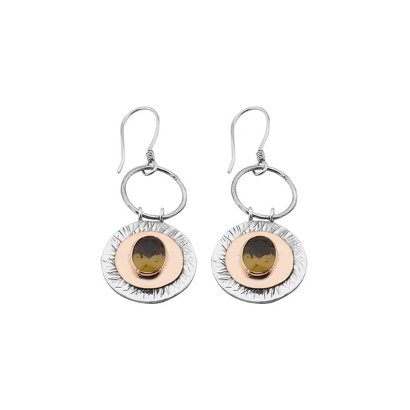 Gümüş Özel Tasarım Dövme El İşi Mistik Topaz Taşlı Küpe ürün görseli 1