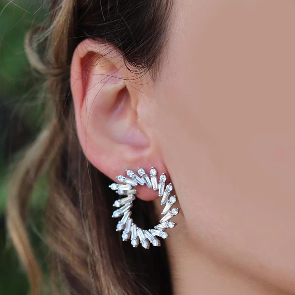 Baget Taşlı Gümüş küpe - Resim 2