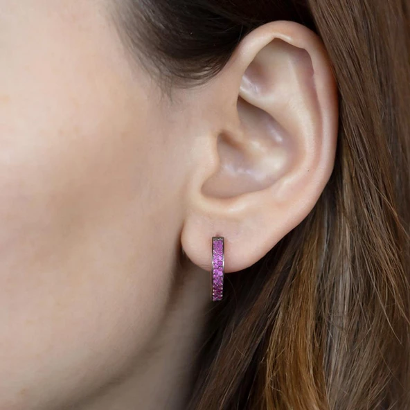 2 Sıra Taşlı Halka Küpe ürün görseli 1