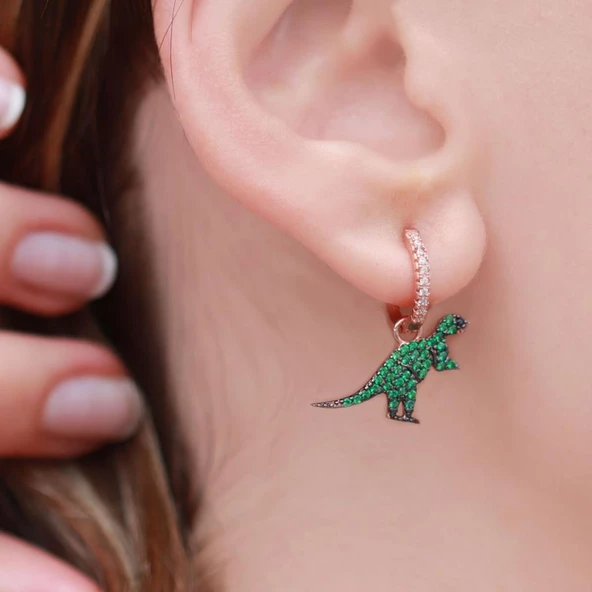 Dinazor Tasarım Rose Kaplama Küpe - Resim 2