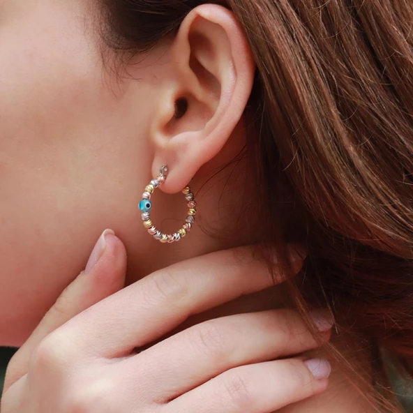 Nazar Boncuklu Dorika Küpe ürün görseli 1