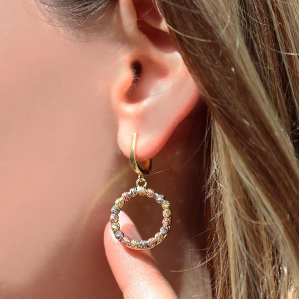 Gold Kaplama Dorika Gümüş Küpe - Resim 2