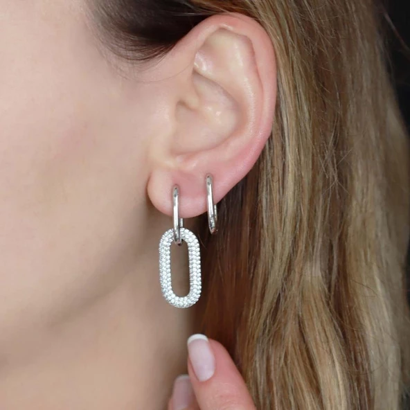 Apm Monaco Modeli Zirkon Taşlı Gümüş Küpe - Resim 2