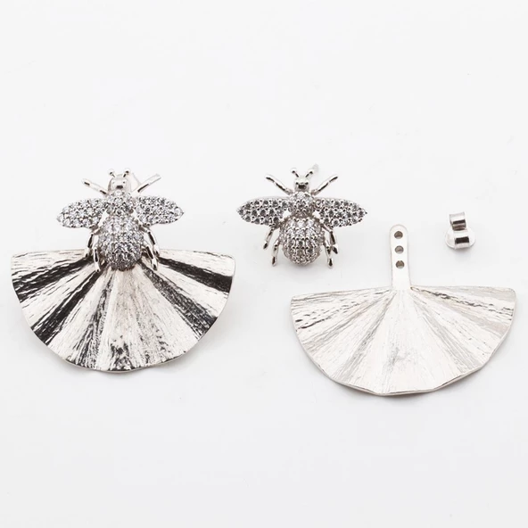 Arı Gümüş Küpe - Resim 3