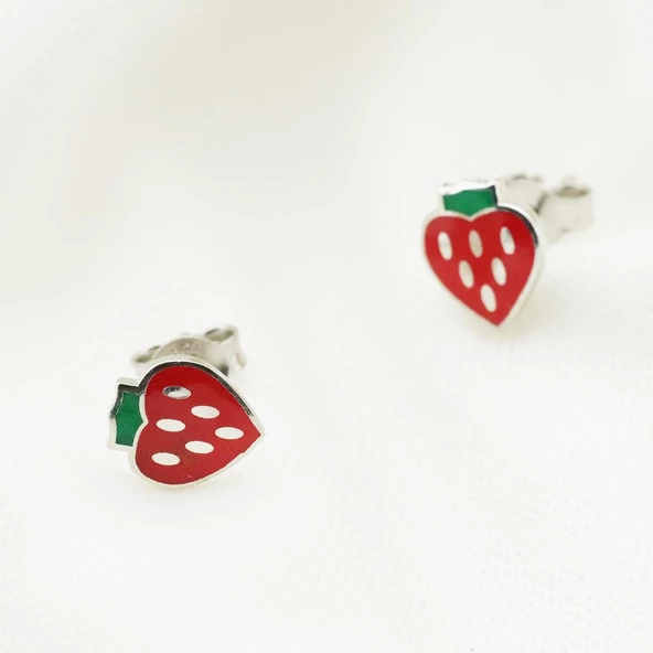 Mine İşli Çilek Çocuk Küpesi - Resim 2