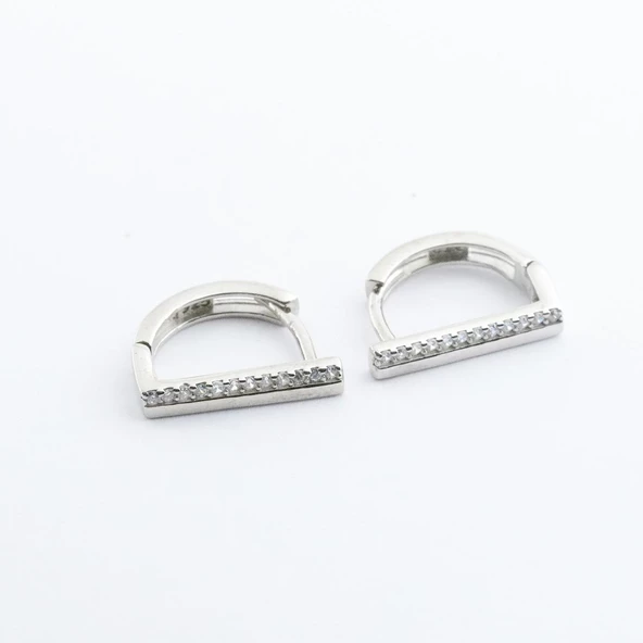 Zirkon Taşlı Çubuk Gümüş Küpe - Resim 3