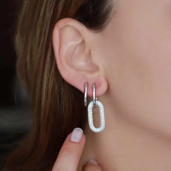 Apm Monaco Modeli Zirkon Taşlı Gümüş Küpe - Resim 3