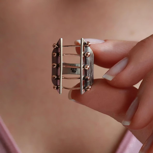 Bağlamalı Tasarım El İşi Gümüş Yüzük ürün görseli 1