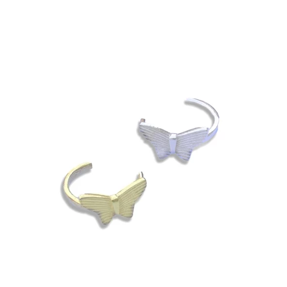 Kelebek Modeli Gold Kaplama Gümüş Kıkırdak - Resim 2