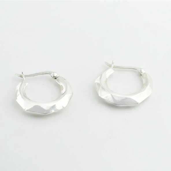 Piramit Halka Gümüş Küpe - Resim 2