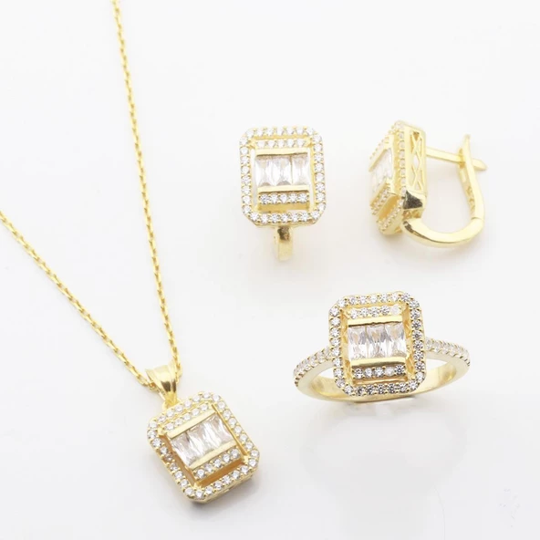 Baget Kesim Gold Kaplama Gümüş Takım - 2