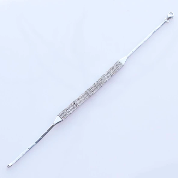 Su Yolu Zirkon Taşlı Gümüş Bileklik - Resim 4