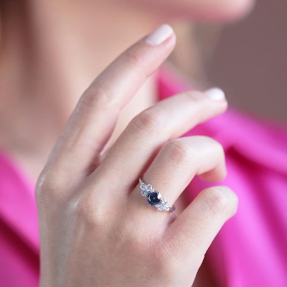 Prenses Model Safir Taşlı Gümüş Set - Resim 3