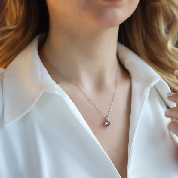 Lotus Çiçeği Zultanit Taşlı Gümüş Set - Resim 2