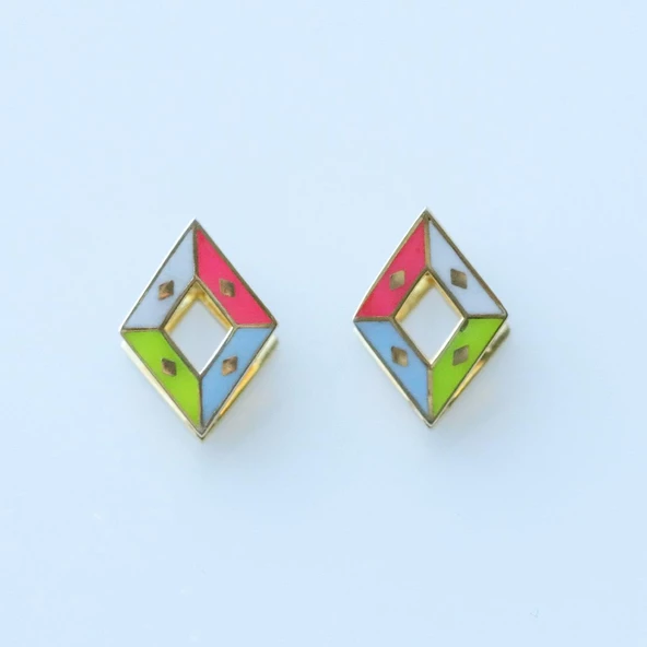 Çift Taraflı Kite Gümüş Küpe - Resim 3