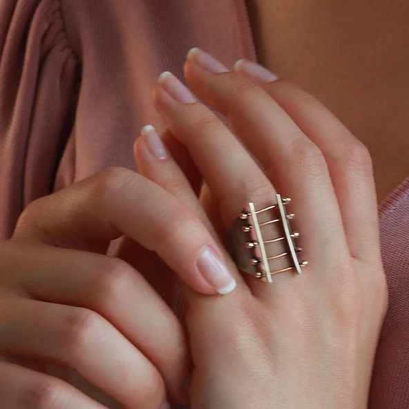 Bağlamalı Tasarım El İşi Gümüş Yüzük - Resim 2