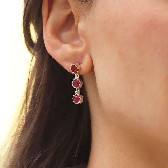 Kök Yakut Taşlı Su Yolu Otantik Gümüş Takım - 3