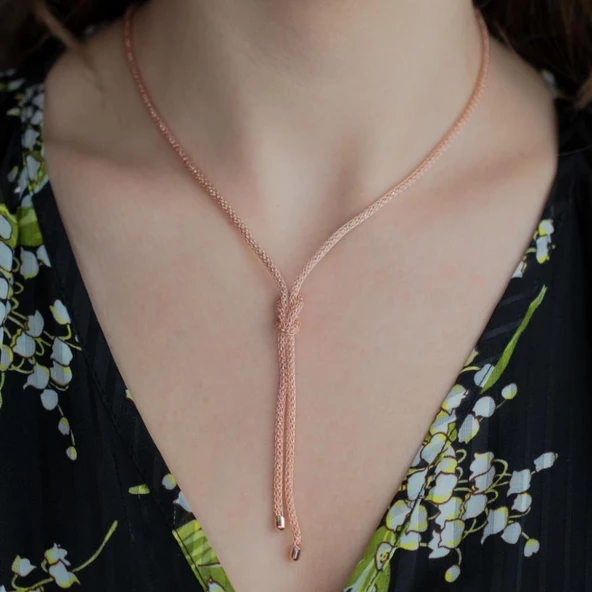 Özel Tasarım 925 Ayar Gümüş Hasır Kolye Küpe - Resim 2