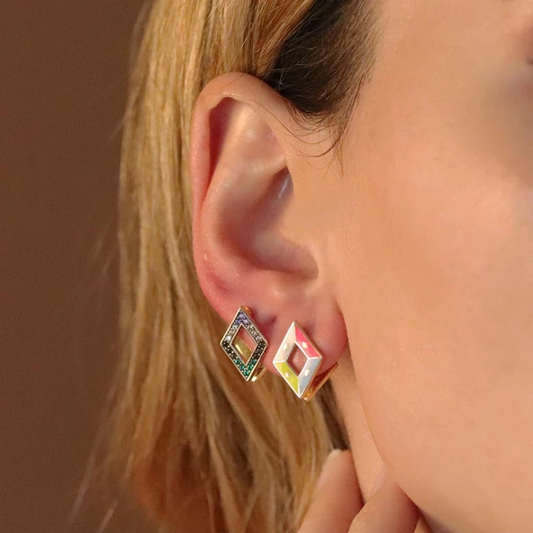 Çift Taraflı Kite Gümüş Küpe ürün görseli 1