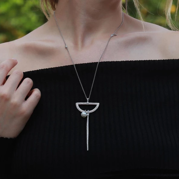 Tasarım Model İncili Gümüş Set - Resim 2