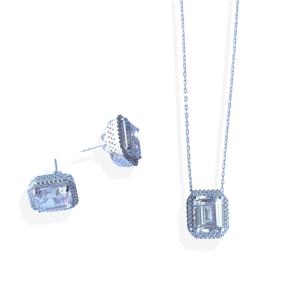 Baget Taşlı Gümüş Set - Resim 3