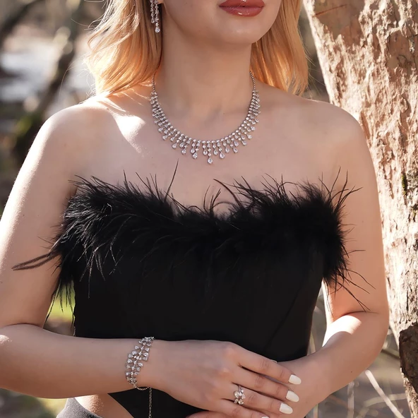 Elegant Zirkon Taşlı Gümüş Set - Resim 2