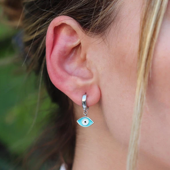 Göz Modeli Mine İşli Gümüş Küpe ürün görseli 1