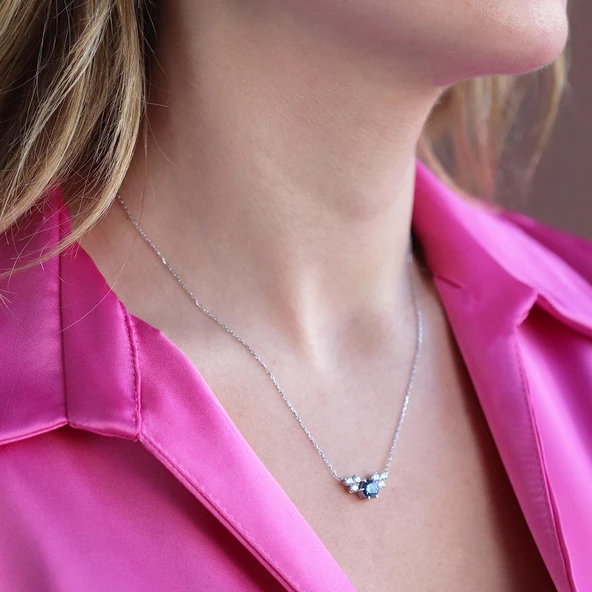 Prenses Model Safir Taşlı Gümüş Set ürün görseli 1