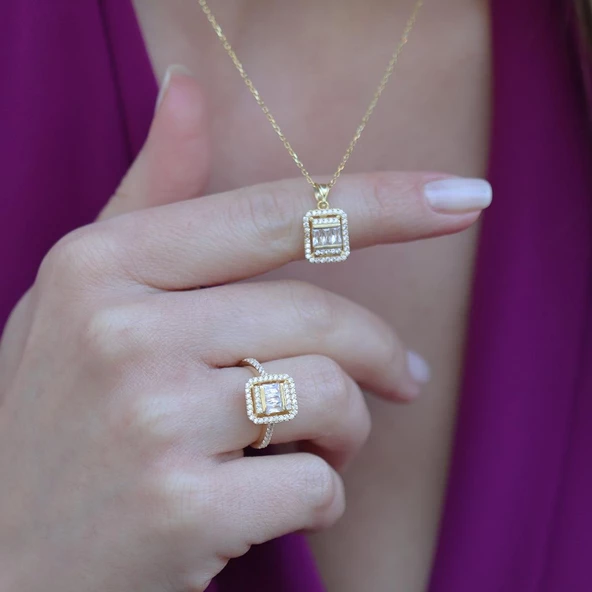 Baget Kesim Gold Kaplama Gümüş Takım - 4