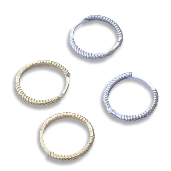 Burgu 1,5cm Gümüş Halka Küpe - Resim 4