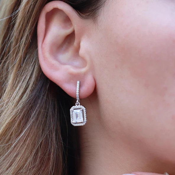 Baget Kesim Zirkon Taşlı Gümüş Set - Resim 4