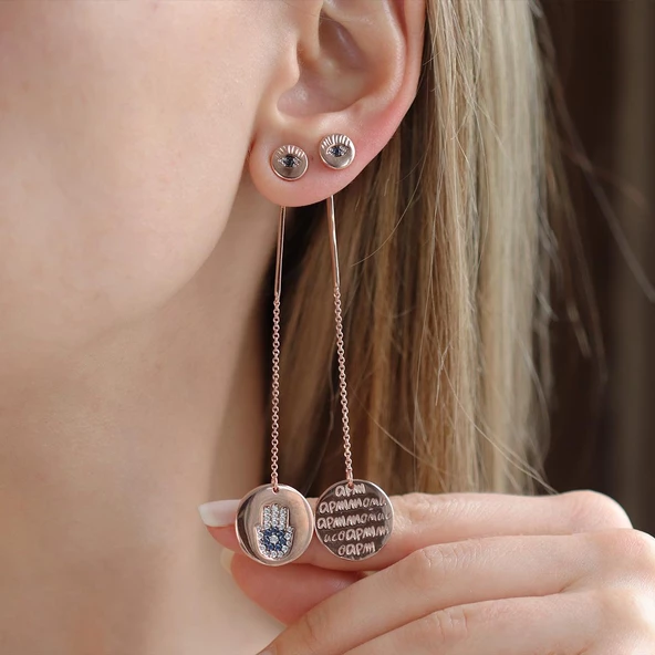 Apm Modeli Rose Gold Kaplama Fatma Ana Eli Gümüş Küpe ürün görseli 1