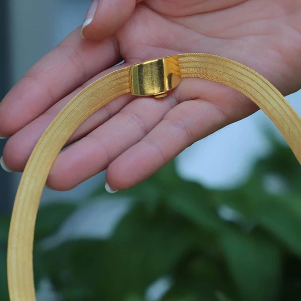 Dorika 925 Ayar Gümüş Gold Kaplama Trabzon Gerdanlık - Resim 3