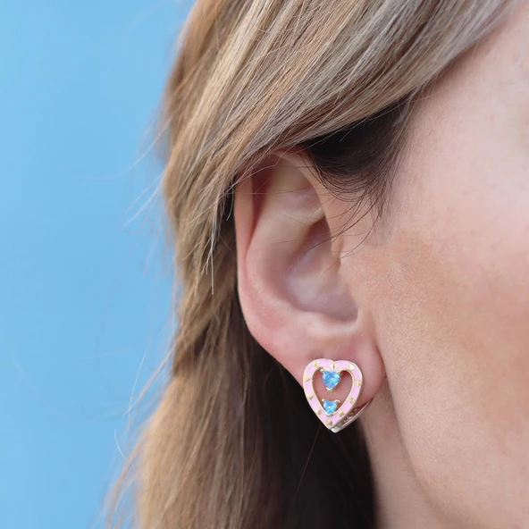 Queen Kalp Çift Taraflı Gümüş Küpe - Resim 5