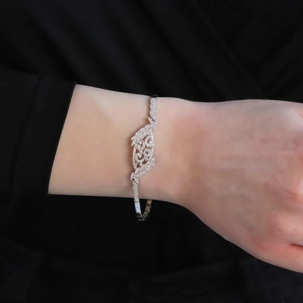 Cuture Model Zirkon Taşlı Gümüş Bileklik - Resim 2