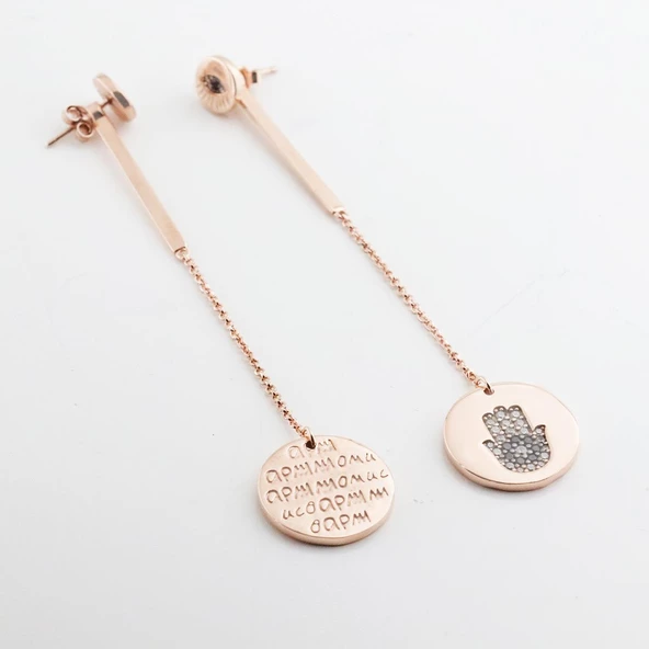 Apm Modeli Rose Gold Kaplama Fatma Ana Eli Gümüş Küpe - Resim 4