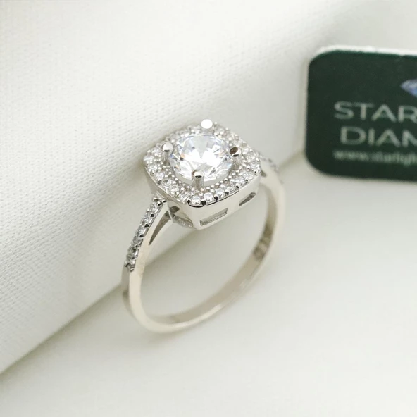 Oval Montür 3.00 ct Starlıght Dıamond Gümüş Takım - 2