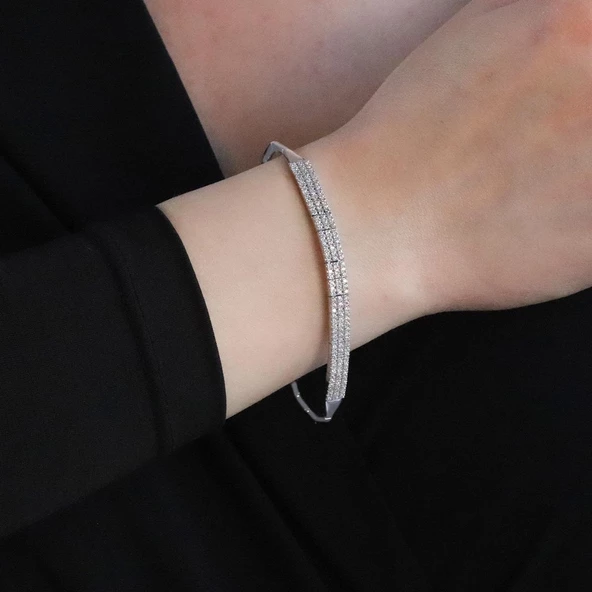 Su Yolu Zirkon Taşlı Gümüş Bileklik ürün görseli