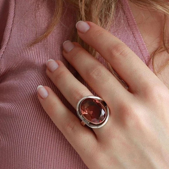 Özel Tasarım Zultanit Taşlı El İşi Gümüş Yüzük ürün görseli 1