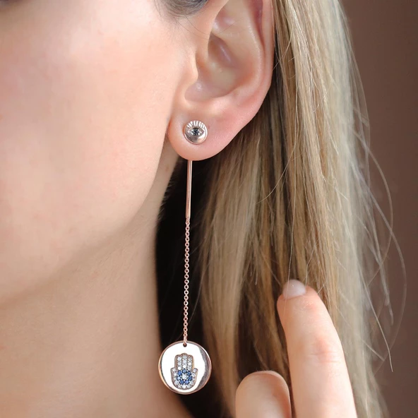 Apm Modeli Rose Gold Kaplama Fatma Ana Eli Gümüş Küpe - Resim 2