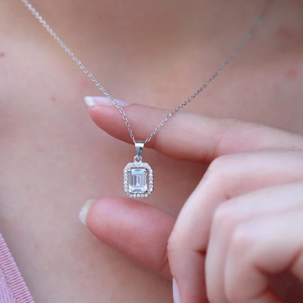 Baget Kesim Zirkon Taşlı Gümüş Set - Resim 3