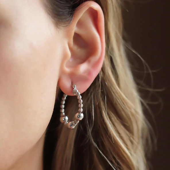 Dorika Modeli Gümüş Halka Küpe ürün görseli 1