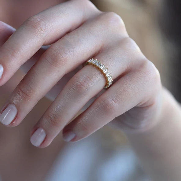 Gold Kaplama Ayarlanabilir Tamtur Gümüş Yüzük - Resim 4