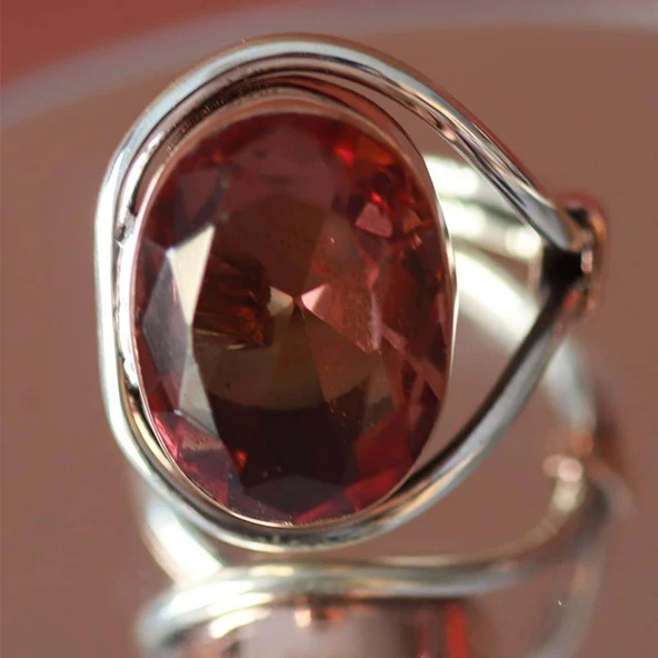 Özel Tasarım Zultanit Taşlı El İşi Gümüş Yüzük - Resim 2