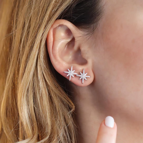 Kutup Yıldızı Gümüş Küpe - Resim 2