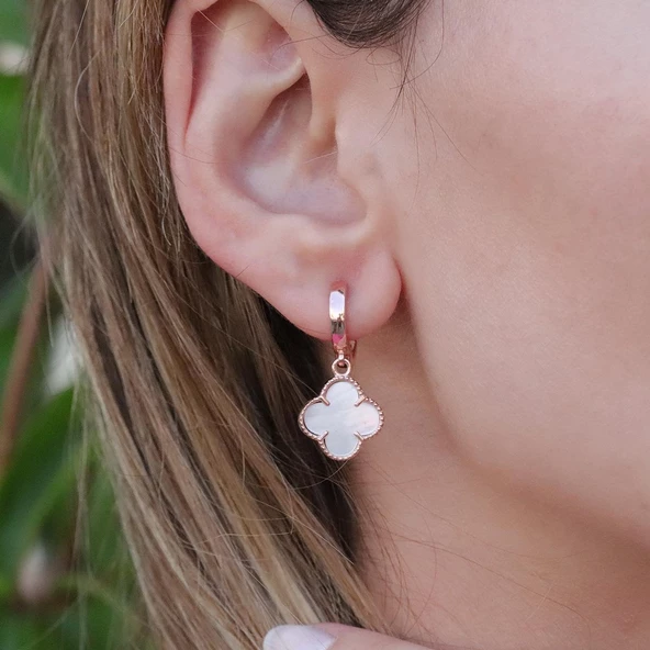 İkonik Alhambra Sedef Taşlı Rose Gold Kaplama Gümüş Set - Resim 4